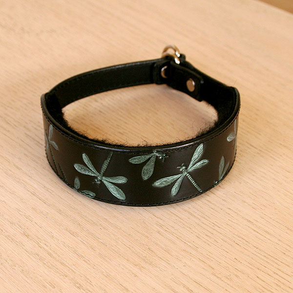 Iridescent Dragonfly Leather Slip Collar (1.5 inch wide)