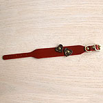 Red leather greyhound collar with burgundy hearts