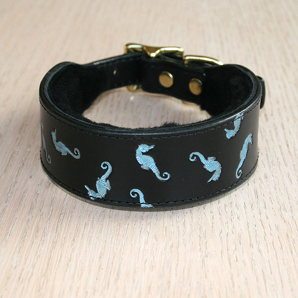 RTB Blue Green Seahorses Buckle Collar (1.5 inch wide)
