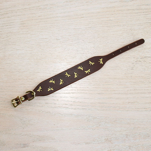 leather-buckle-collar-mini-dragonflies-chestnut-gold-small_2