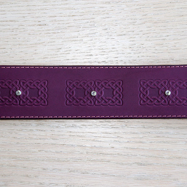 leather-martingale-collar-celtic-rectangles-doubled-with-crystals-purple-2-inch_3