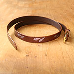 Paired Oak Leaves Belt Chestnut Leather