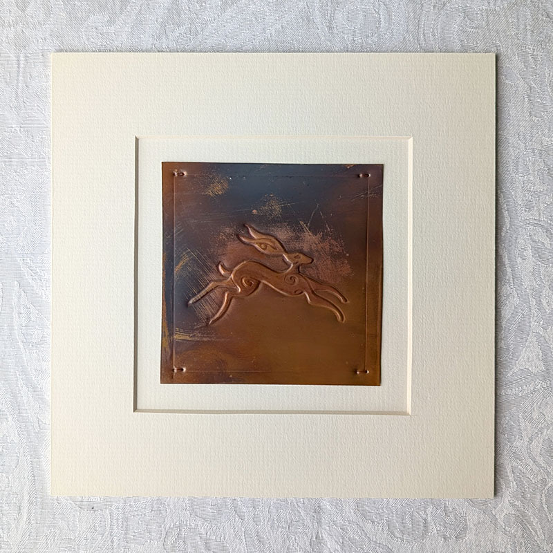 Leaping Hare Copper Art - Charcoal