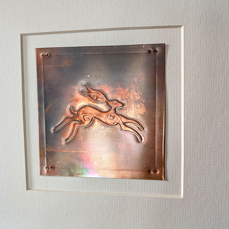 Leaping Hare Copper Art - Charcoal