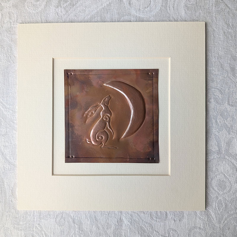 Moongazing Hare Copper Art - Charcoal