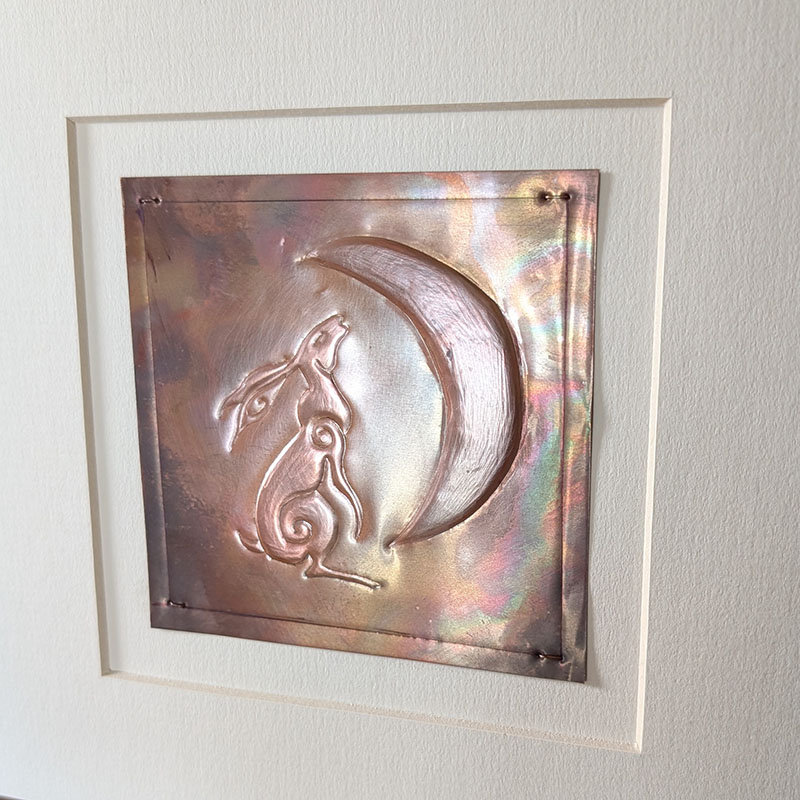 Moongazing Hare Copper Art - Charcoal