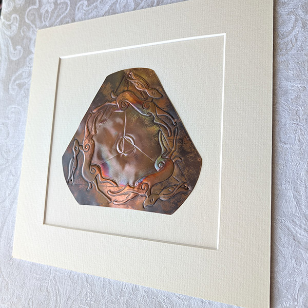 Triple Hares Trinity Copper Art - Dark & Bright