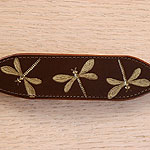 Iridescent Dragonfly Leather Buckle Collar (small)