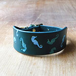 Floating Seahorses Leather Slip Collar (small)