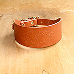 Celtic Greyhounds Knotwork  Leather Buckle Collar (2 inch wide)