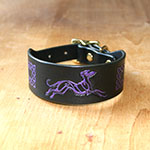 Celtic Lurcher Leather Buckle Collar (1.5 inch wide)