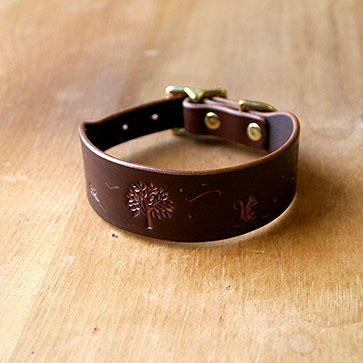 Autumn Woodland Leather Buckle Collar (1.5 inch wide)