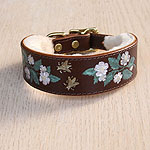 Dog Roses Leather Buckle Collar (1.5 inch wide)