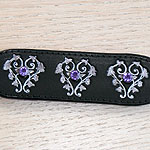 Floral Hearts and Crystals Leather Buckle Collar (small)