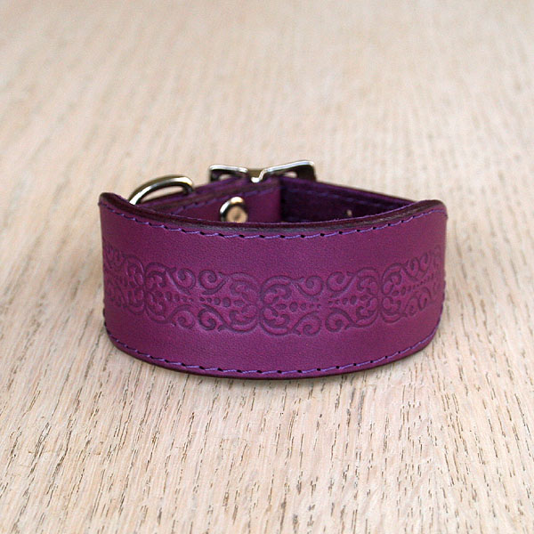 Floral Tile Leather Buckle Collar (small)