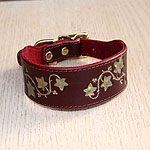 Painted Ivy Leaves Leather Buckle Collar (1.5 inch wide)