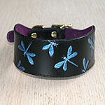 Buckle collar with iridescent dragonflies