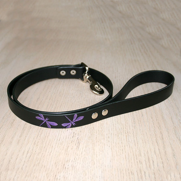 Iridescent Dragonfly Leather Lead (1 inch wide)