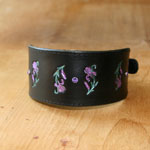 Leather Greyhound collar with Irises