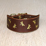 Iridescent Mini Dragonfly Leather Buckle Collar (small)