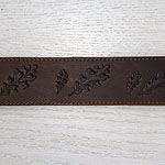 Paired Oak Leaves Leather Buckle Collar (2 inch wide)