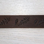 Paired Oak Leaves Leather Buckle Collar (2 inch wide)