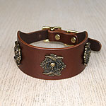 Pirate Conchos Leather Buckle Collar (2 inch wide)