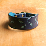 Floating Seahorses Leather Slip Collar (2 inch wide)