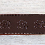 Skulls Leather Buckle Collar (2 inch wide)