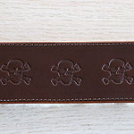 Skulls Leather Buckle Collar (2 inch wide)