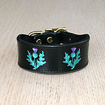 Painted Thistles Leather Buckle Collar (1.5 inch wide)