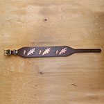 Painted Paired Oak Leaves  Leather Buckle Collar (2 inch wide)