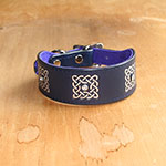 Luxury Celtic Squares  Leather Buckle Collar (1.5 inch wide)