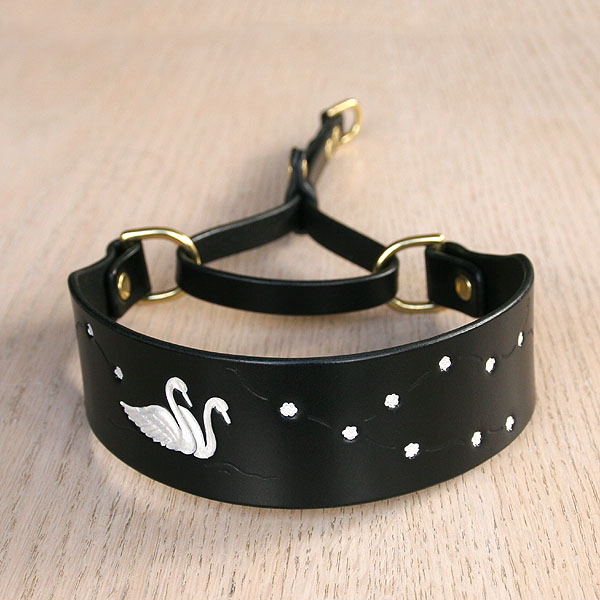 Painted Swans and Blossom Martingale Collar