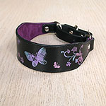 Printed Butterflies Leather Martingale Collar