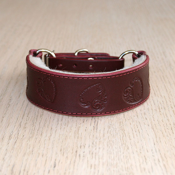 Swans and Blossoms Leather Martingale Collar (1.25 inch wide)