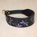 Iridescent Dragonfly Leather Slip Collar (2 inch wide)