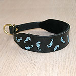 Painted Floating Seahorses Leather Collar (1.5 inch wide)