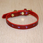 Mini Painted Butterflies Straight Leather Collar (⅝ inch wide)