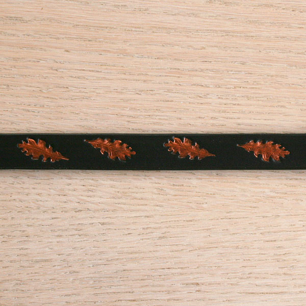 Painted Oak Leaves Leather Straight Collar (¾ inch wide)