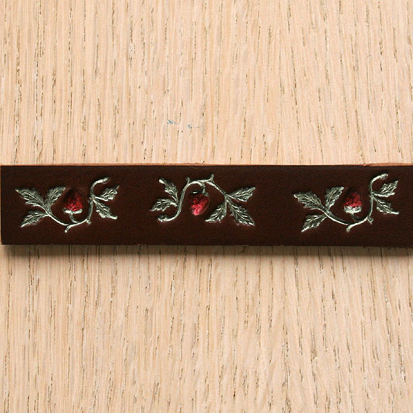 Painted Strawberries Straight Leather Collar (¾ inch wide)