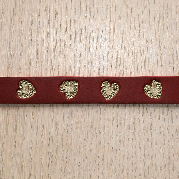 Swirly Hearts Painted Straight Leather Collar (¾ inch wide)