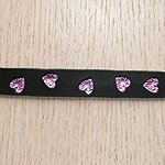 Swirly Hearts Painted Straight Leather Collar (⅝ inch wide)