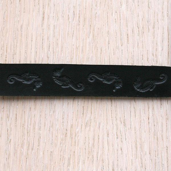 Swimming Seahorses Straight Leather Collar (¾ inch wide)