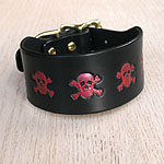 Painted Skulls Leather Buckle Collar (2 inch wide)