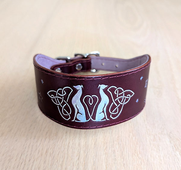 Celestial Greyhonds Shimmer Leather Sighthound Collar