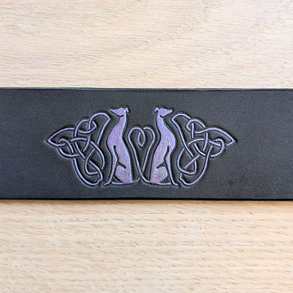 Painted Celtic Greyhounds Leather Collar