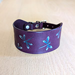 Royal Purple with Dragonflies Leather Sighthound Collar