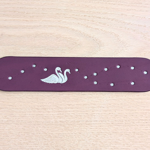 Painted Swans and Blossom Leather Sighthound Collar